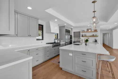 Kitchen remodel detail — custom cabinetry and quartz countertops in Santa Ana, Orange County
